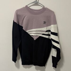 Adidas Men's Black and Lavender Crewneck Sweater